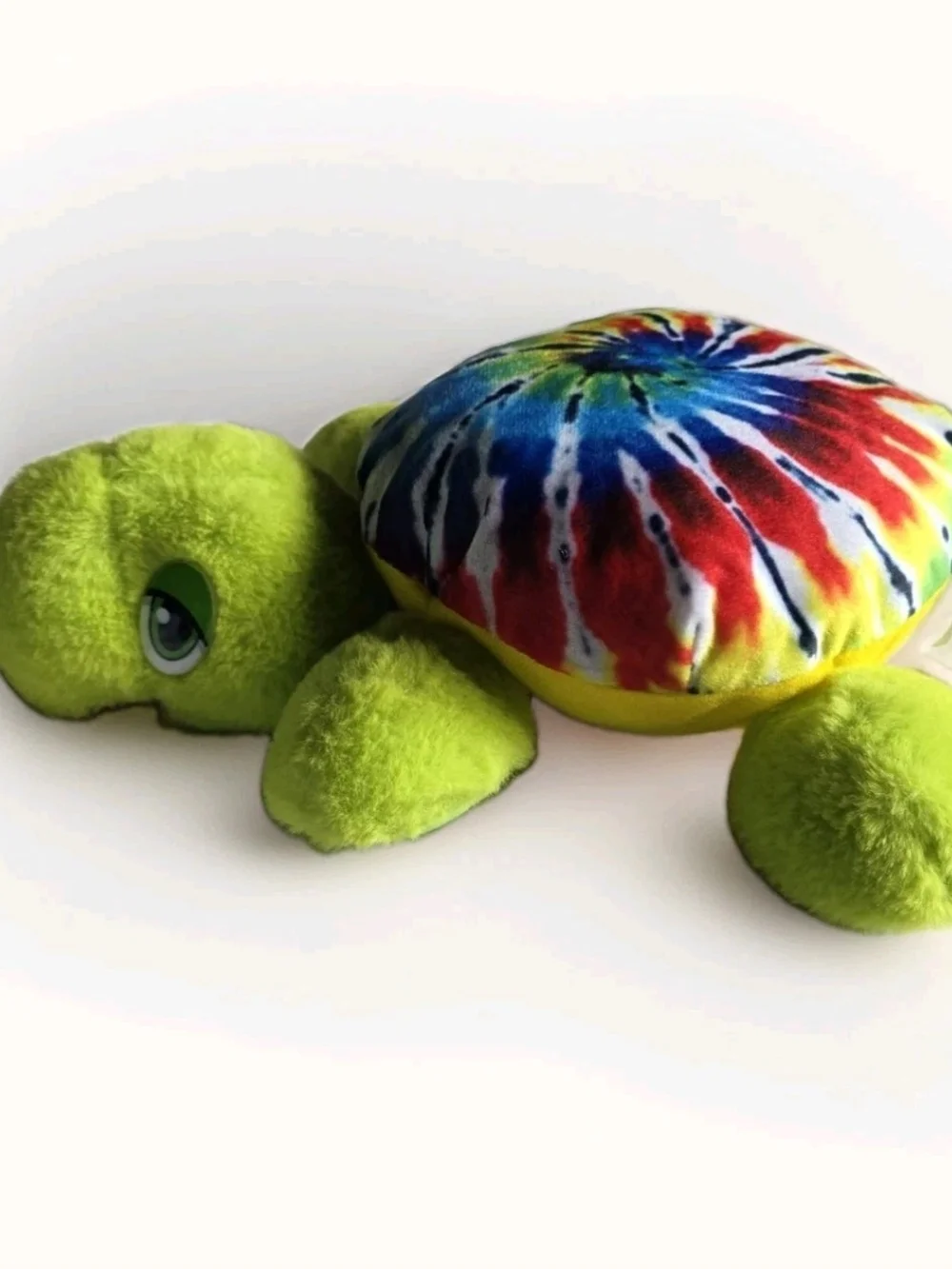 Green Tie Dye Sea Turtle Plush Stuffed Animal Tired Green Eyes Toy